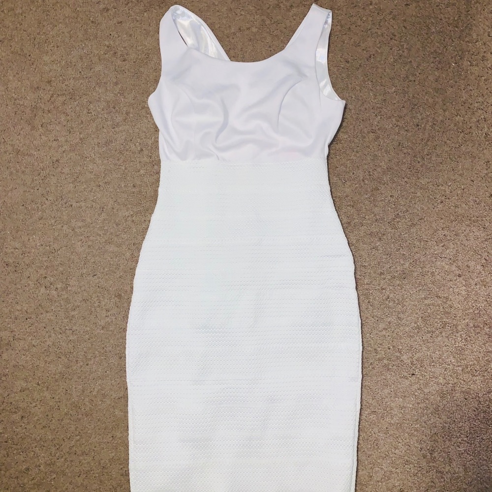 White bodycon dress.